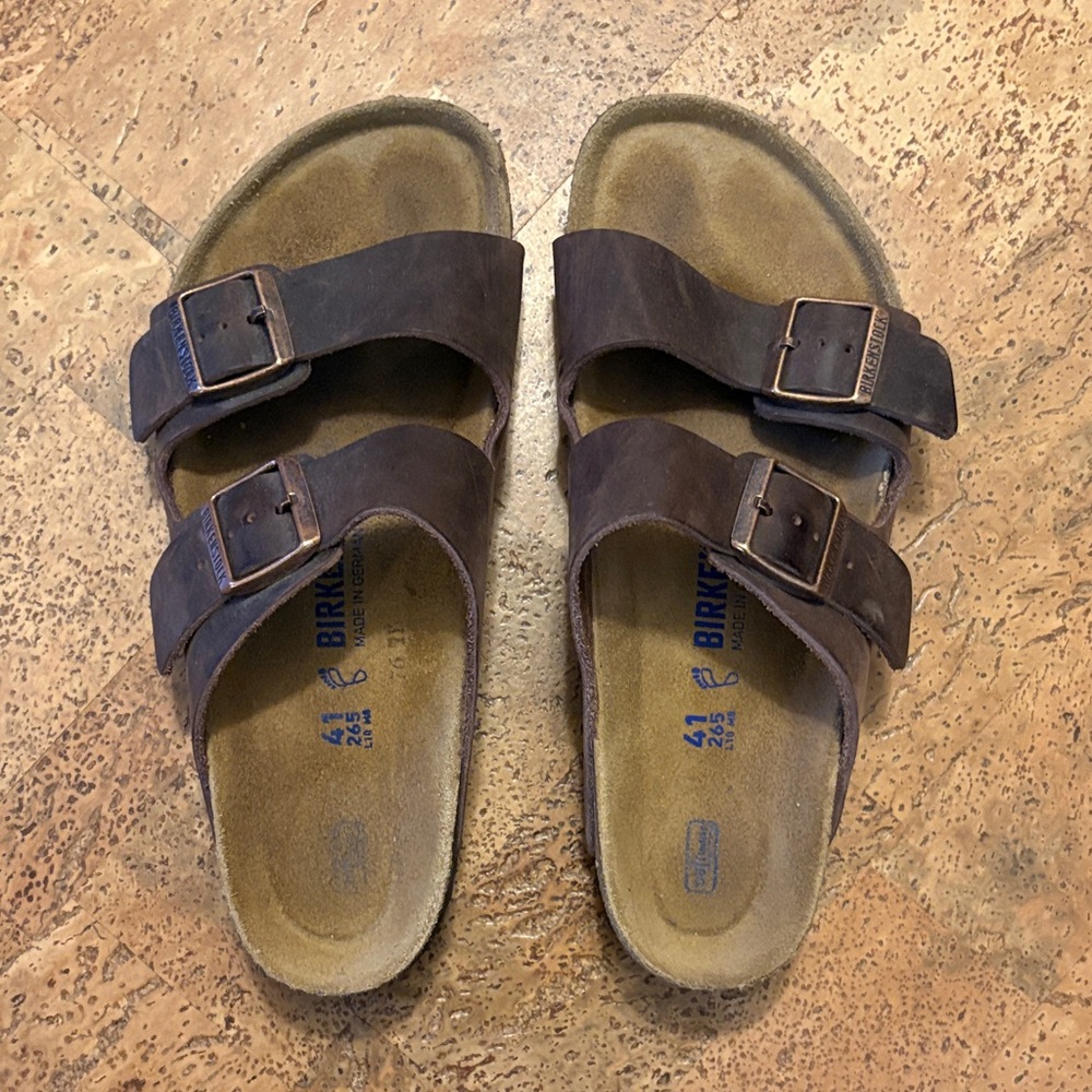 Dark brown Birkenstock Arizonas